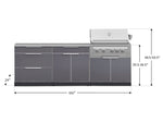 NewAge Outdoor Kitchens Aluminum 5-Piece Cabinet Set With 3 Drawer, Bar, Grill Cabinet, Platinum Grill and Countertop-71046-Garage Giant 