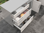 NewAge Outdoor Kitchens Stainless Steel 4-Piece Cabinet Set with 3-Drawer, Bar, Grill Cabinet, and Glass Door Fridge-71415-Garage Giant 