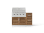 NewAge Outdoor Kitchens Outdoor Grill Island Stainless-Steel Louvered Doors 4-Piece Cabinet Set with 3-Drawer, Grill Cabinet, Performance Grill and Dekton in Aeris Countertop - (Natural Gas) 