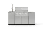 NewAge Outdoor Kitchens Outdoor Grill Island Stainless-Steel 5-Piece Cabinet Set with Sink, 1 Door, Grill Cabinet, Performance Grill and Stainless Steel Countertop - (Liquid Propane) 