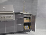 NewAge Outdoor Kitchens Outdoor Grill Island Aluminum 5-Piece Cabinet Set with Sink, 3 Drawer, Grill Cabinet, Performance Grill and Stainless Steel Countertop - (Natural Gas) 