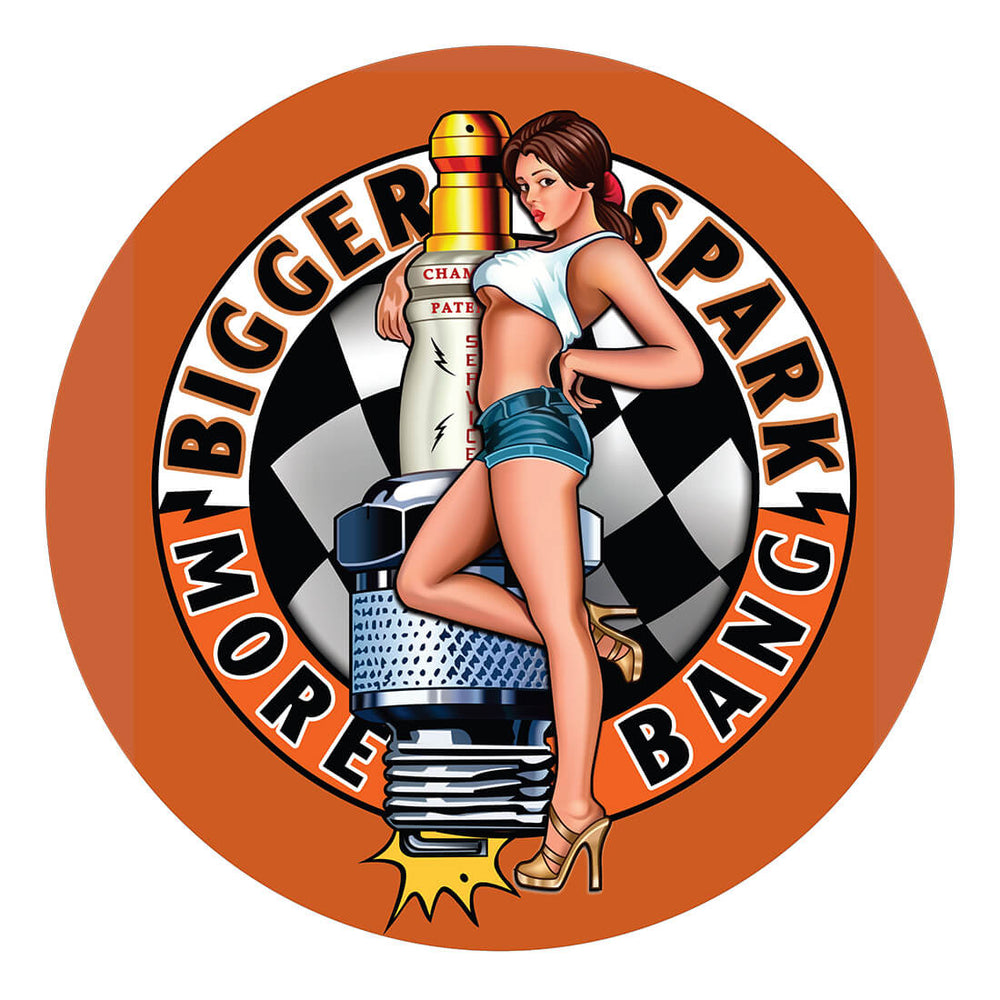 PERGL Bigger Spark More Bang 36-Inch Metal Sign-36-MS-BSMB-Garage Giant