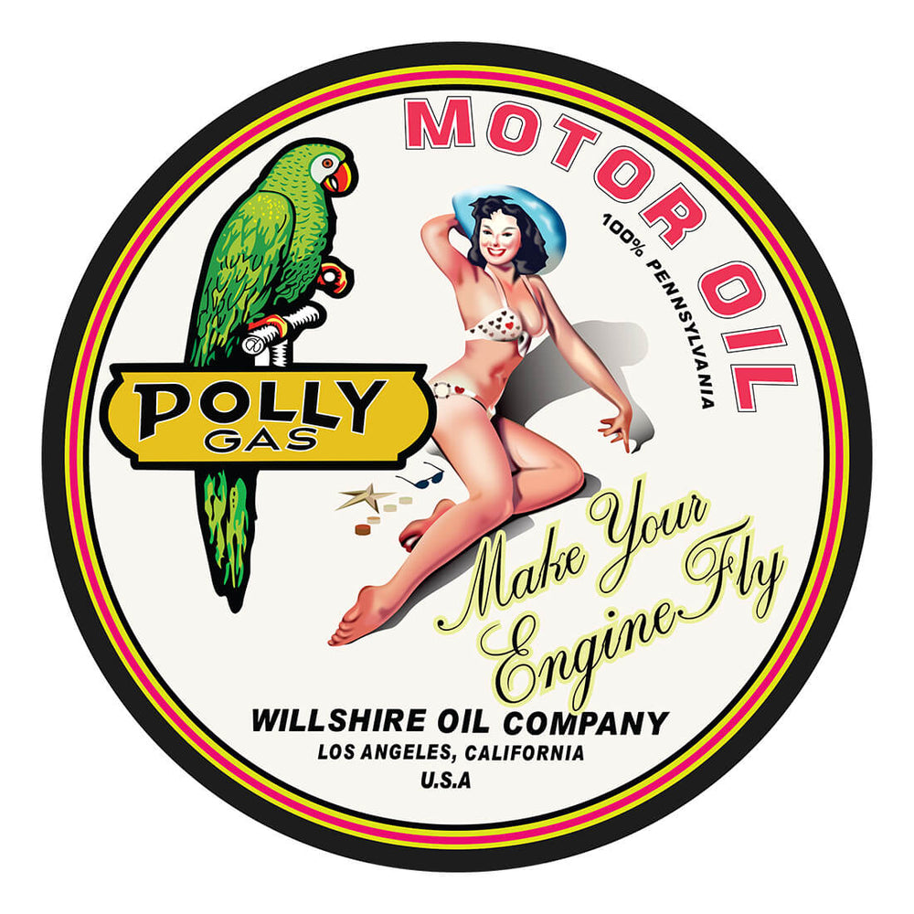 PERGL Polly Gas Motor Oil 36-Inch Metal Sign-36-MS-POL-Garage Giant