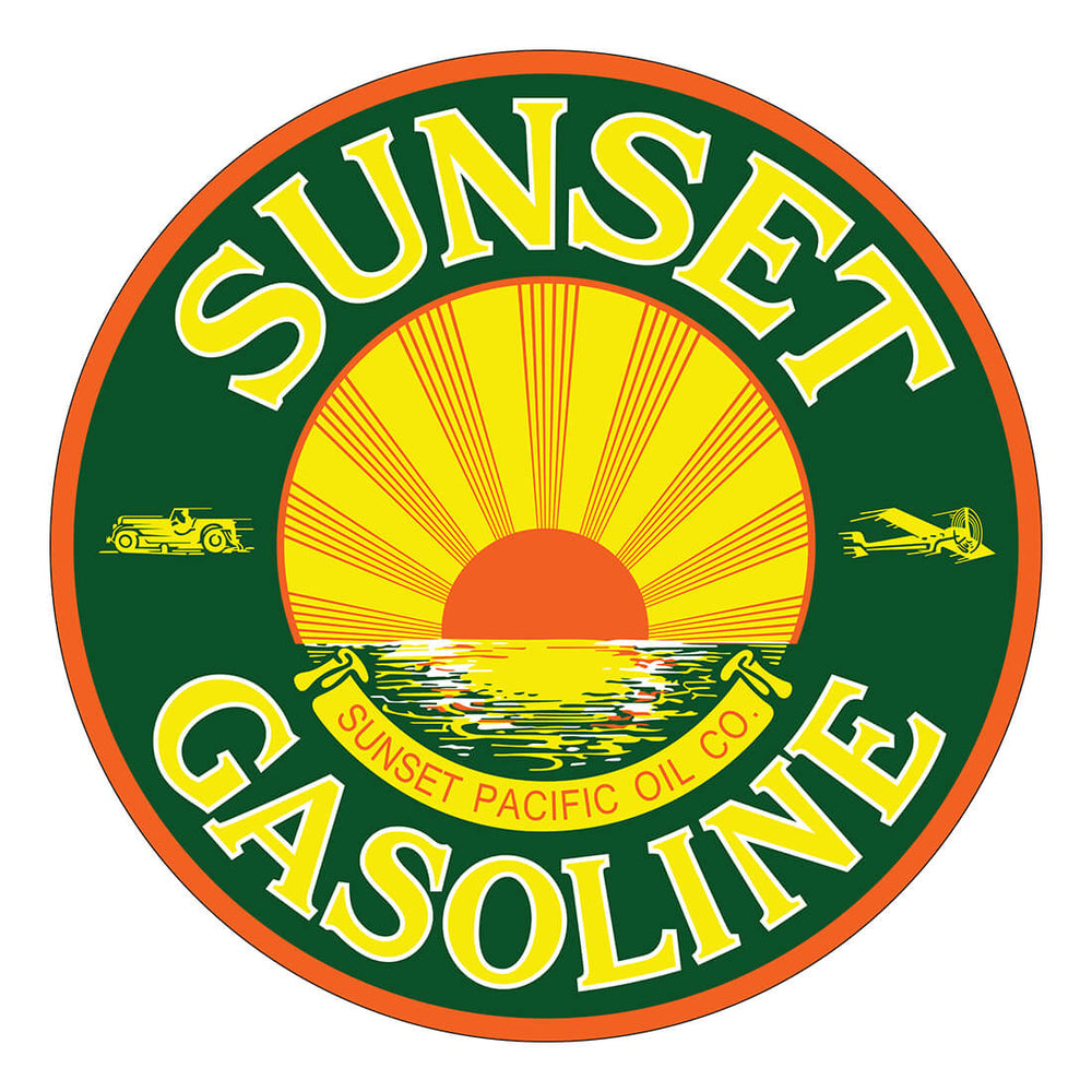 PERGL Sunset Gasoline 36-Inch Metal Sign-36-MS-SUN-Garage Giant