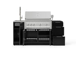 NewAge Outdoor Kitchens Outdoor Grill Island Aluminum 5-Piece Cabinet Set with Sink, 3 Drawer, Grill Cabinet, Platinum Grill and Stainless Steel Countertop - (Natural Gas) 