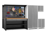 NewAge Garage Cabinets Pro Series 5-Piece Cabinet Set with Base, Wall Cabinet, Locker, 78 in. Workstation, and Pegboard Accessories Kit-32640-Garage Giant 