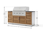 NewAge Outdoor Kitchens Outdoor Grill Island Stainless-Steel Louvered Doors 6-Piece Cabinet Set with 3 Drawers, Grill Cabinet, Performance Grill and Dekton in Sirius Countertops - (Liquid Propane) 