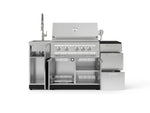 NewAge Outdoor Kitchens Outdoor Grill Island Stainless-Steel 5-Piece Cabinet Set with Sink, 3 Drawer, Grill Cabinet, Platinum Grill and Stainless Steel Countertop - (Liquid Propane) 