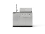 NewAge Outdoor Kitchens Outdoor Grill Island Stainless-Steel 3-Piece Cabinet Set with Sink, Grill Cabinet and Performance Grill-75342-Garage Giant 