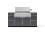 NewAge Outdoor Kitchens Outdoor Grill Island Aluminum 6-Piece Cabinet Set with 3 Drawers, Grill Cabinet, Platinum Grill and Countertops-74721-Garage Giant 