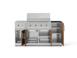NewAge Outdoor Kitchens Outdoor Grill Island Stainless-Steel Louvered Doors 6-Piece Cabinet Set with 1-Door, Grill Cabinet, Performance Grill, Side Burner and Dekton in Sirius Countertop - (Natural Gas) 