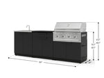 NewAge Outdoor Kitchens Stainless-Steel 5-Piece Cabinet Set with Bar, Sink, Grill Cabinet, Performance Grill, and Countertop-73385-Garage Giant 