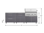 NewAge Outdoor Kitchens Aluminum 5-Piece Cabinet Set With Casters and 3 Drawer, Bar, Grill Cabinet, Platinum Grill, Countertop-72647-Garage Giant 
