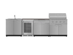 NewAge Outdoor Kitchens Stainless Steel 6-Piece Cabinet Set with Sink, Bar, Grill Cabinet, Performance Grill, Countertop and Fridge-72079-Garage Giant 