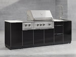 NewAge Outdoor Kitchens Outdoor Grill Island Aluminum 5-Piece Cabinet Set with Sink, 1 Door, Grill Cabinet, Platinum Grill and Stainless Steel Countertop - (Natural Gas) 