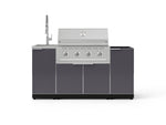 NewAge Outdoor Kitchens Outdoor Grill Island Aluminum 5-Piece Cabinet Set with Sink, 1 Door, Grill Cabinet, Performance Grill and Stainless Steel Countertop - (Liquid Propane) 