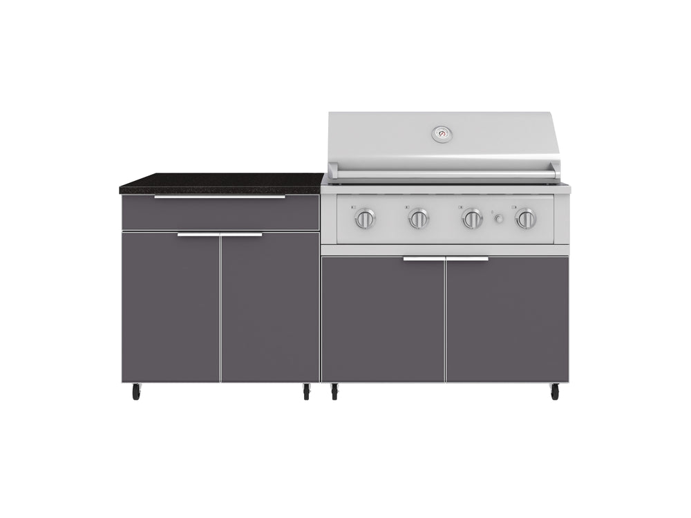NewAge Outdoor Kitchens Aluminum 4-Piece Cabinet Set with Casters and Bar, Grill Cabinet, Performance Grill, and Countertop-72236-Garage Giant