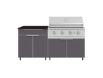NewAge Outdoor Kitchens Aluminum 4-Piece Cabinet Set with Casters and Bar, Grill Cabinet, Performance Grill, and Countertop-72236-Garage Giant 
