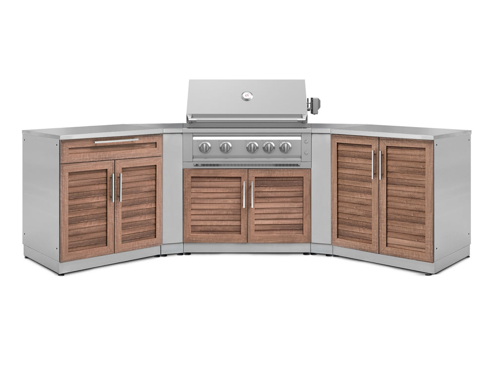 NewAge Outdoor Kitchens Stainless Steel 7-Piece Cabinet Set with 2 Door, Bar, Corner, Grill Cabinet, Platinum Grill, and Countertops-71019-Garage Giant