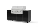 NewAge Outdoor Kitchens Outdoor Grill Island Aluminum 6-Piece Cabinet Set with Casters 1 Door, 3 Drawer, Grill Cabinet, Performance Grill and Dekton in Aeris Countertops - (Liquid Propane)-96210-Garage Giant 