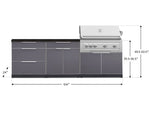 NewAge Outdoor Kitchens Aluminum 5-Piece Cabinet Set With 3 Drawer, Bar, Grill Cabinet, Platinum Grill and Countertop-71167-Garage Giant 