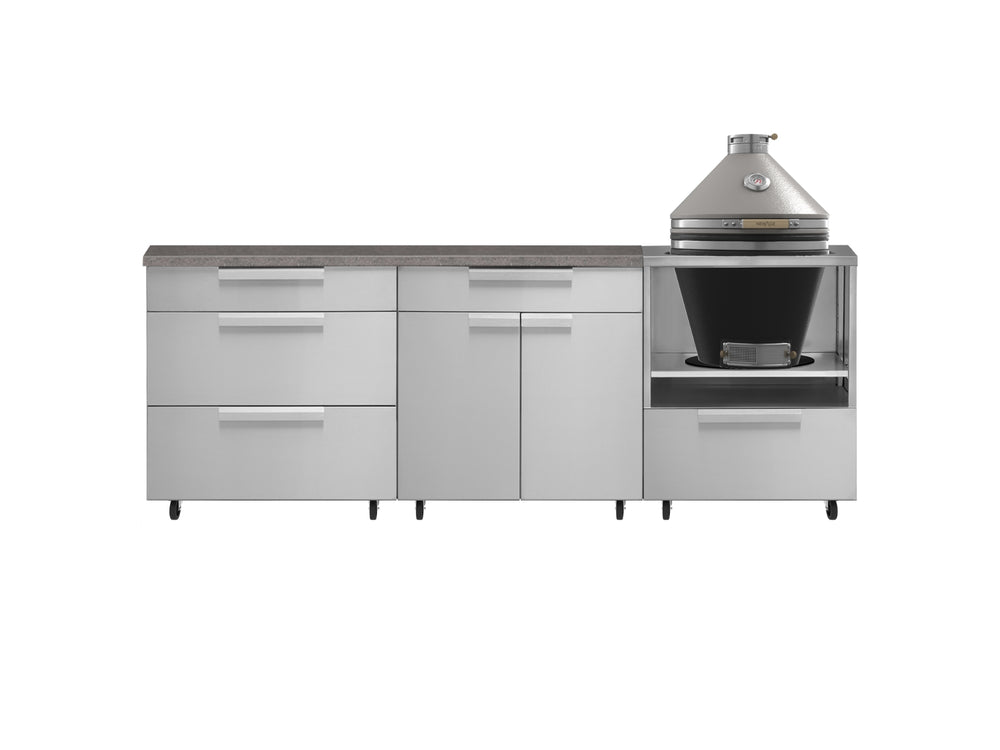 NewAge Outdoor Kitchens Stainless Steel 5-Piece Cabinet Set With Casters and 3 Drawer, Bar, Kamado, Kamado Cabinet, Countertop-72692-Garage Giant