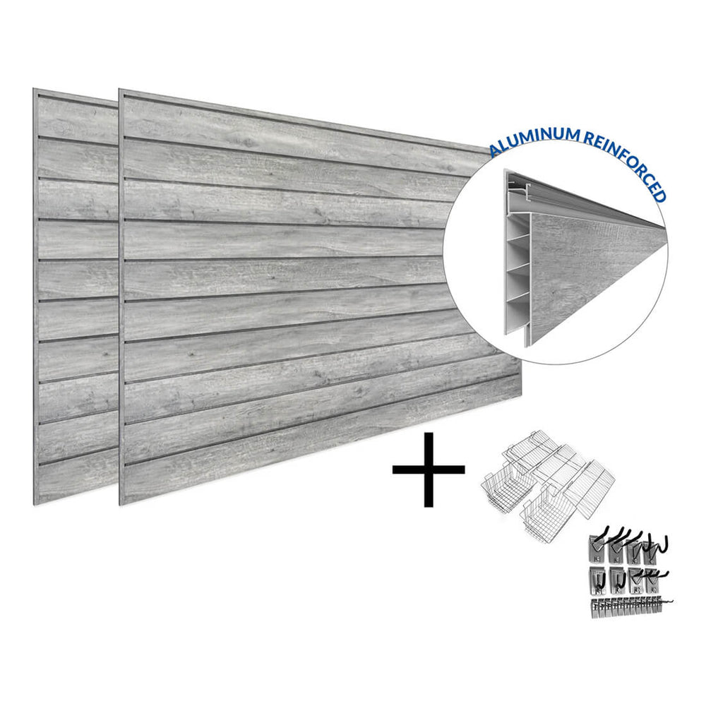 Proslat PROCORE+ Slatwall Ultimate Bundle (Gray Wood)-37109K-Garage Giant