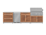 NewAge Outdoor Kitchens Stainless Steel 7-Piece Cabinet Set with 3-Drawer, Bar, Grill Cabinet, Platinum Grill, Countertops and Fridge-67900-Garage Giant 