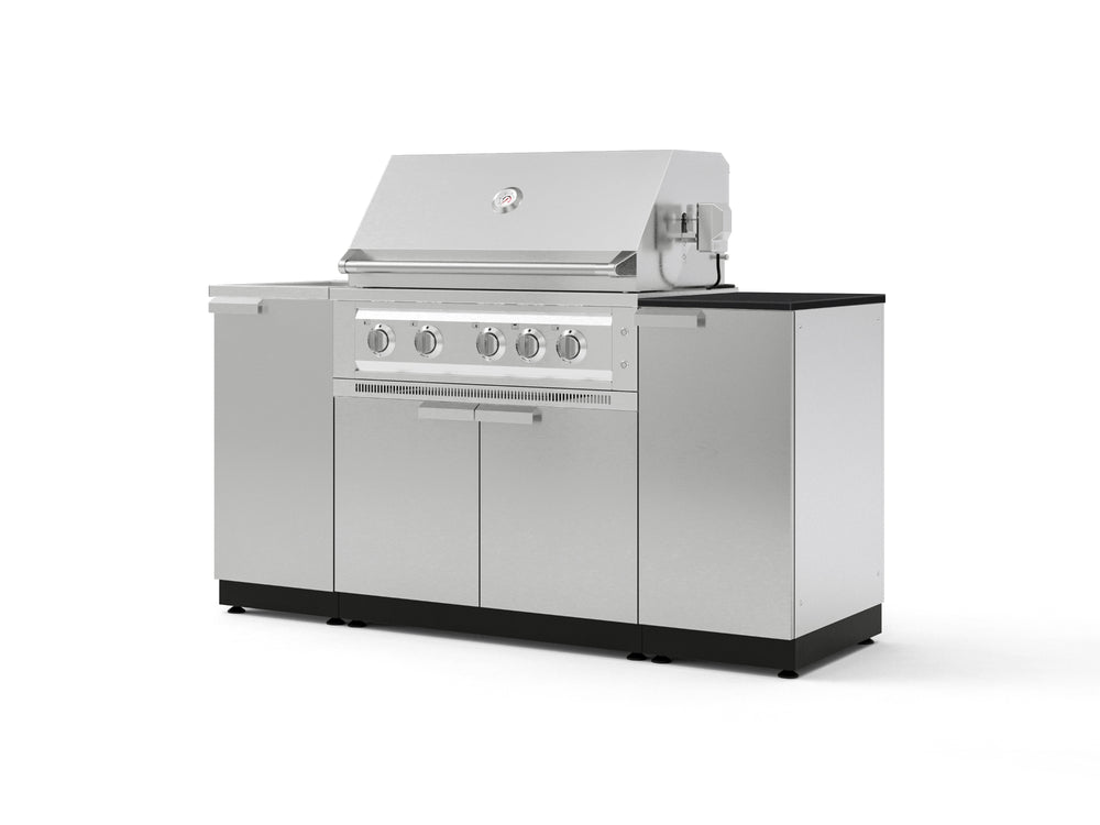 NewAge Outdoor Kitchens Outdoor Grill Island Stainless-Steel 5-Piece Cabinet Set with Sink, 1 Door, Grill Cabinet, Platinum Grill and Stainless Steel Countertop - (Liquid Propane) | Garage Giant