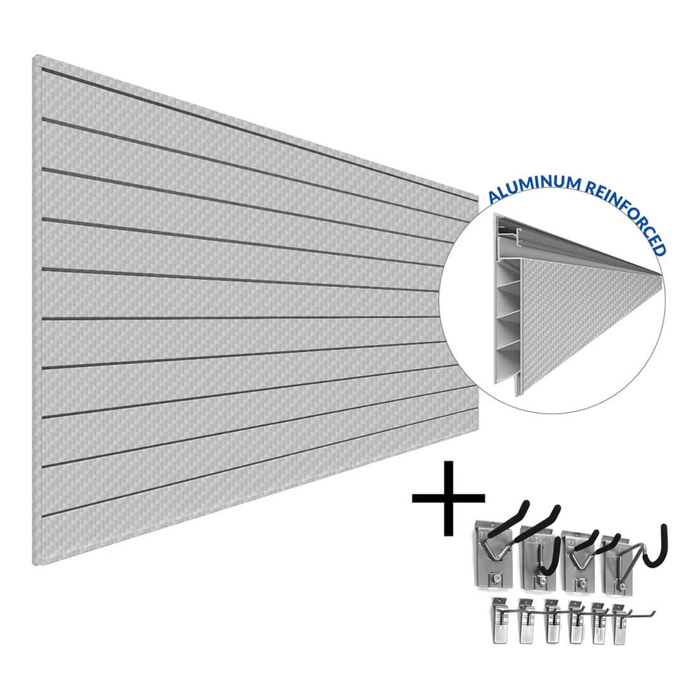 Proslat PROCORE+ Silver Gray Carbon Fiber Slatwall Mini Bundle-37706K-Garage Giant