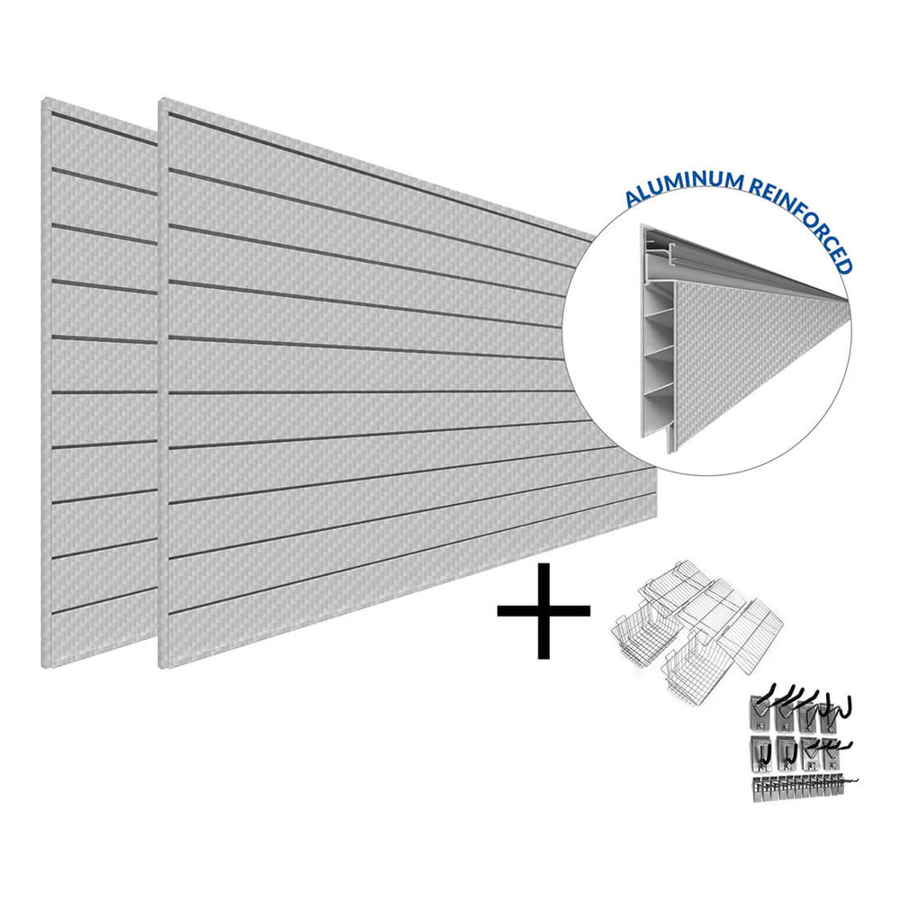 Proslat PROCORE+ Silver Gray Carbon Fiber Slatwall Ultimate Bundle-37709K-Garage Giant