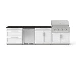 NewAge Outdoor Kitchens Stainless Steel 7-Piece Cabinet Set with 3-Drawer, Bar, Grill Cabinet, Performance Grill, Countertops, and Stainless Steel Door Fridge-73615-Garage Giant 