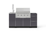 NewAge Outdoor Kitchens Outdoor Grill Island Aluminum 5-Piece Cabinet Set with Sink, 3 Drawer, Grill Cabinet, Performance Grill and Stainless Steel Countertop - (Liquid Propane) 
