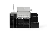 NewAge Outdoor Kitchens Outdoor Grill Island Aluminum 5-Piece Cabinet Set with Sink, 3 Drawer, Grill Cabinet, Platinum Grill and Stainless Steel Countertop - (Liquid Propane) 