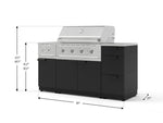 NewAge Outdoor Kitchens Outdoor Grill Island Stainless-Steel 6-Piece Cabinet Set with 3-Drawer, Grill Cabinet, Performance Grill, Side Burner and Countertop 