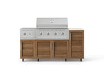 NewAge Outdoor Kitchens Outdoor Grill Island Stainless-Steel Louvered Doors 6-Piece Cabinet Set with Casters and 1-Door, Grill Cabinet, Performance Grill, Side Burner and Dekton in Aeris Countertop - (Liquid Propane) 