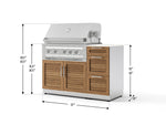 NewAge Outdoor Kitchens Outdoor Grill Island Stainless-Steel Louvered Doors 4-Piece Cabinet Set with 3-Drawer, Grill Cabinet, Platinum Grill and Dekton in Aeris Countertop - (Natural Gas) 
