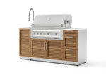 NewAge Outdoor Kitchens Outdoor Grill Island Stainless-Steel Louvered 5-Piece Cabinet Set with Sink, 3 Drawer, Grill Cabinet, Platinum Grill and Stainless Steel Countertop - (Natural Gas) | Garage Giant 