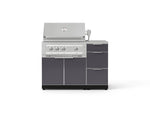 NewAge Outdoor Kitchens Outdoor Grill Island Aluminum 4-Piece Cabinet Set with 3-Drawer, Grill Cabinet, Platinum Grill and Countertop 