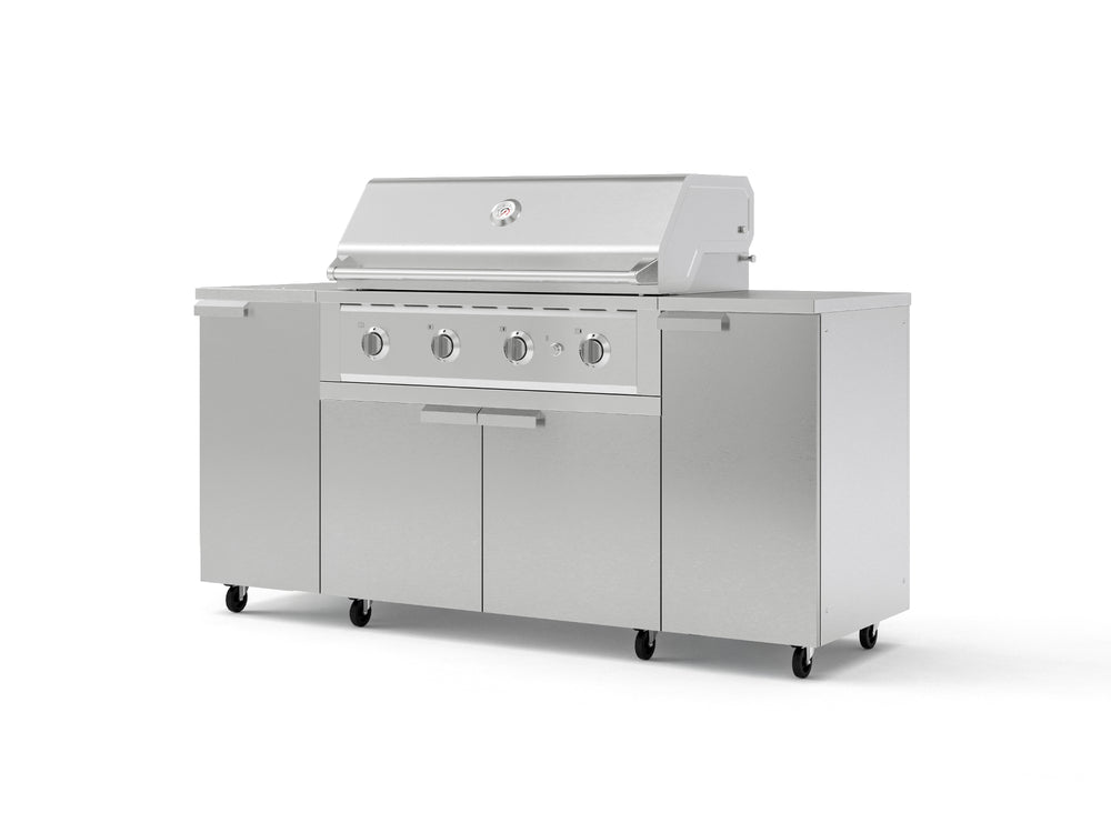 NewAge Outdoor Kitchens Outdoor Grill Island Stainless-Steel 6-Piece Cabinet Set with Casters and 1 Door, Grill Cabinet, Performance Grill, Countertops-74898-Garage Giant