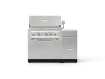 NewAge Outdoor Kitchens Outdoor Grill Island Stainless-Steel 4-Piece Cabinet Set with 3-Drawer, Grill Cabinet, Platinum Grill and Dekton in Aeris Countertop - (Natural Gas) 