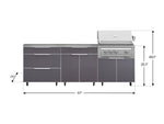NewAge Outdoor Kitchens Aluminum 5-Piece Cabinet Set With Casters and 3 Drawer, Bar, Grill Cabinet, Platinum Grill, Countertop-72645-Garage Giant 