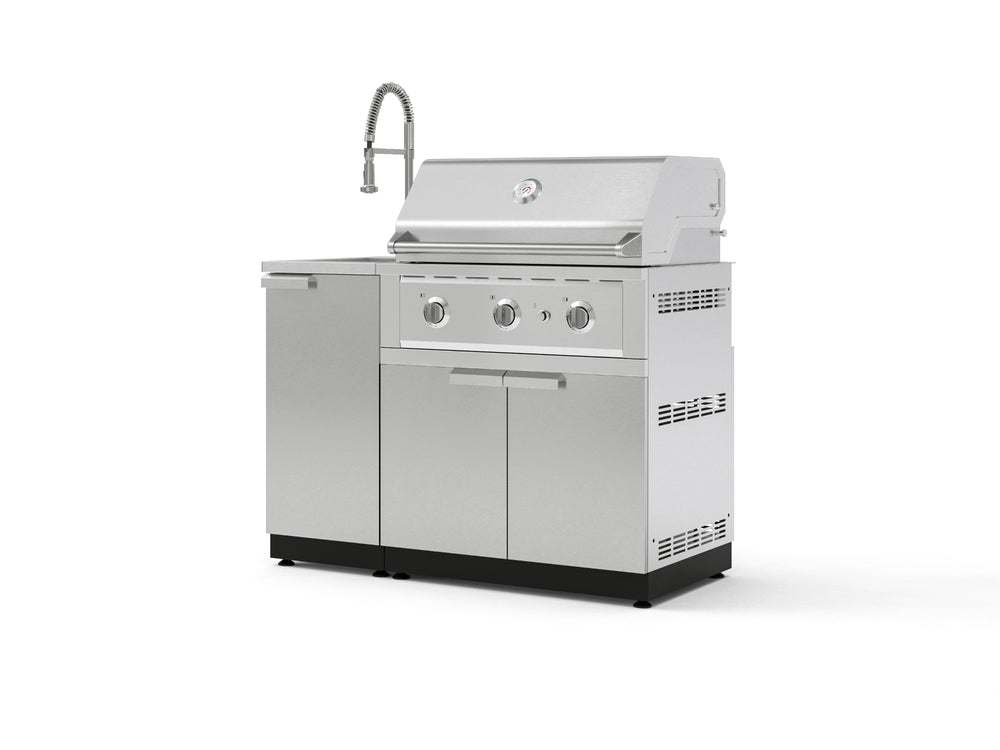 NewAge Outdoor Kitchens Outdoor Grill Island Stainless-Steel 3-Piece Cabinet Set with Sink, Grill Cabinet and Performance Grill-75270-Garage Giant