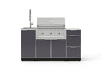 NewAge Outdoor Kitchens Outdoor Grill Island Aluminum 5-Piece Cabinet Set with Sink, 3 Drawer, Grill Cabinet, Performance Grill and Stainless Steel Countertop - (Natural Gas) 