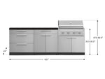 NewAge Outdoor Kitchens Stainless-Steel 5-Piece Cabinet Set with 3-Drawer, Bar, Grill Cabinet, Performance Grill and Countertop-71169-Garage Giant 