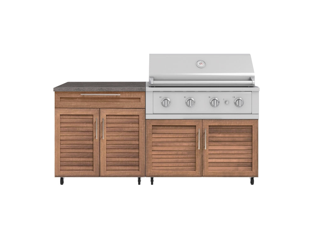 NewAge Outdoor Kitchens Stainless Steel 4-Piece Cabinet Set with Caster and Bar, Grill Cabinet, Platinum Grill, and Countertop-72296-Garage Giant
