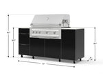 NewAge Outdoor Kitchens Outdoor Grill Island Aluminum 6-Piece Cabinet Set with Casters 1 Door, 3 Drawer, Grill Cabinet, Platinum Grill and Dekton in Aeris Countertops - (Liquid Propane) 