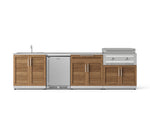 NewAge Outdoor Kitchens Stainless Stee Louvered Door 6-Piece Cabinet Set with Sink, Bar, Grill Cabinet, Platinum Griddle, Countertop and Stainless Steel Door Fridge-75132-Garage Giant 
