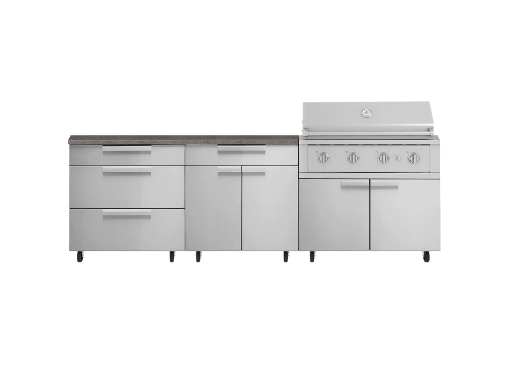 NewAge Outdoor Kitchens Stainless Steel 5-Piece Cabinet Set with Casters and 3 Drawer, Bar, Grill Cabinet, Performance Grill, Countertop-72617-Garage Giant