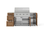 NewAge Outdoor Kitchens Outdoor Grill Island Stainless-Steel Louvered Doors 6-Piece Cabinet Set with Casters 1 Door, 3 Drawer, Grill Cabinet, Performance Grill and Dekton in Aeris Countertops - (Liquid Propane) 